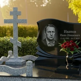 Гранитный православный памятник ПН476 с крестом