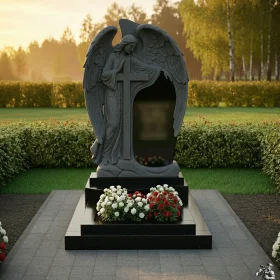Элитный гранитный православный или католический памятник - ПН619
