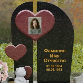 Вертикальный светский комбинированный памятник на одного - П240