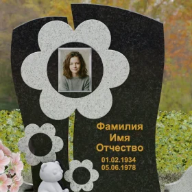 Вертикальный светский комбинированный памятник на одного - П241
