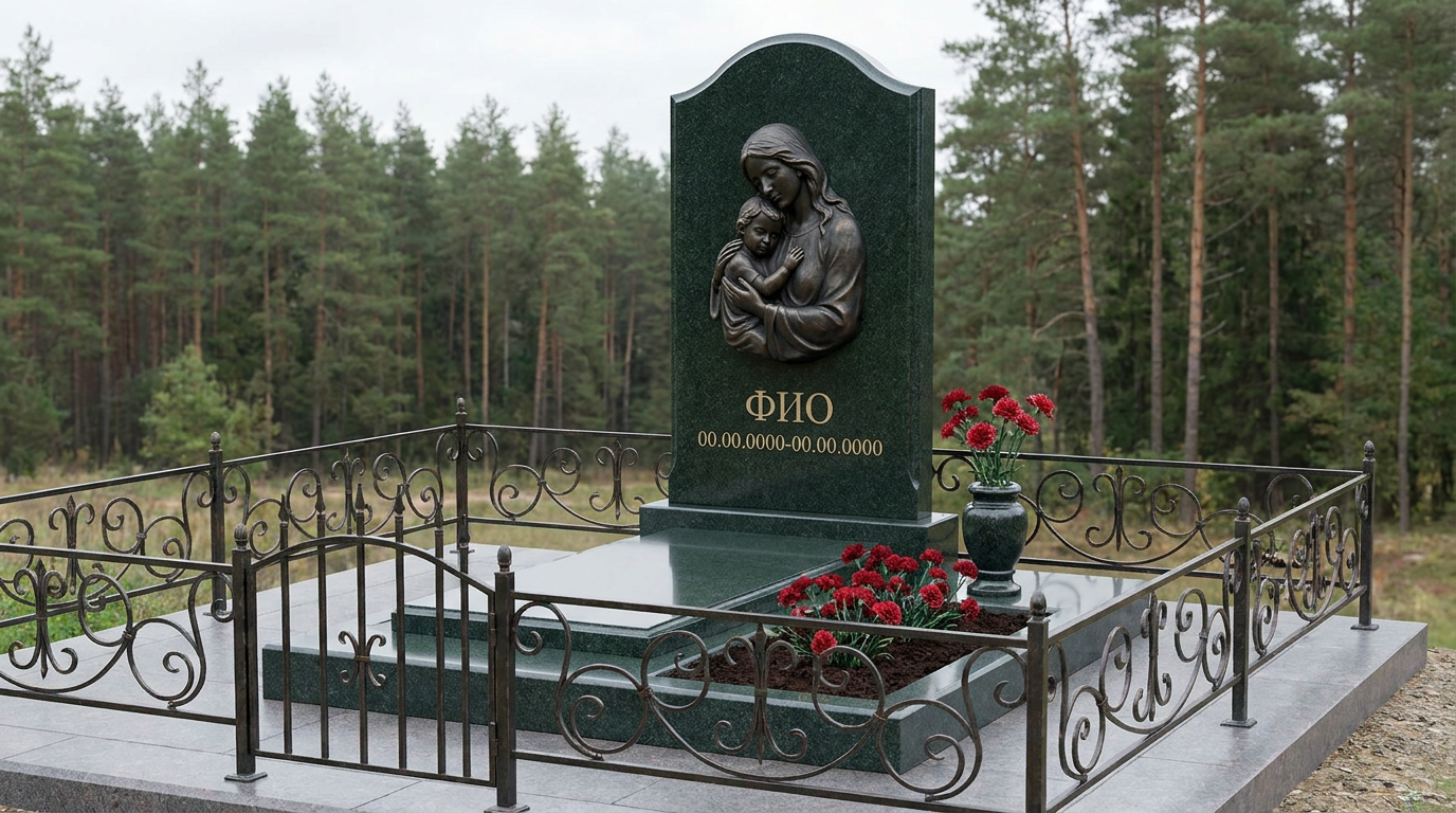 Пример дизайна: Памятник из бронзы с арочным верхом со скорбящей матерью