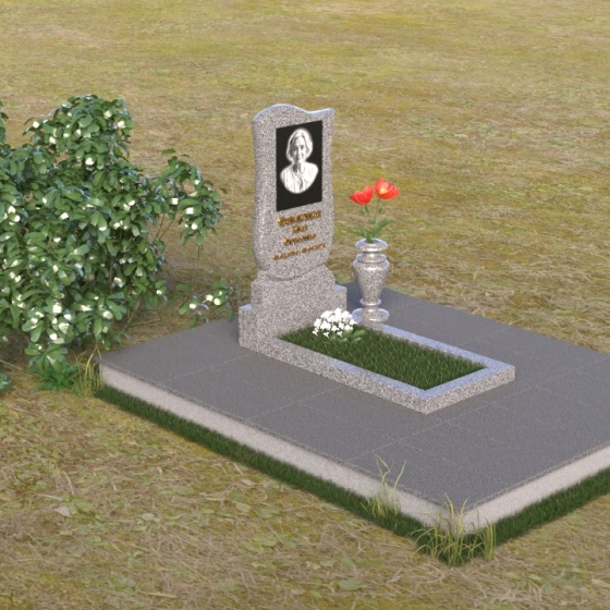 Гранитный памятник с волнообразными изгибами, гранит Мансуровский, вид 2