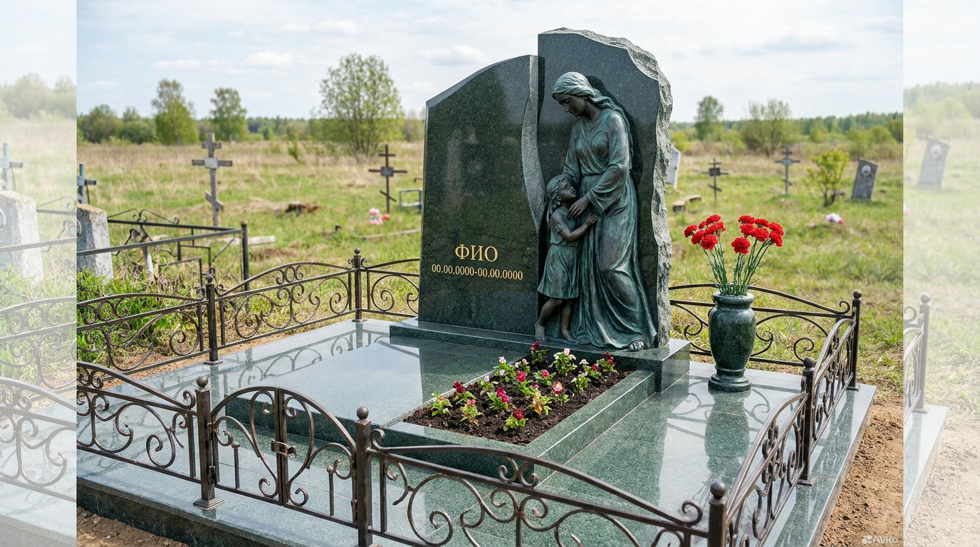 Пример дизайна: Литой бронзовый памятник в виде скалы со скорбящей матерью