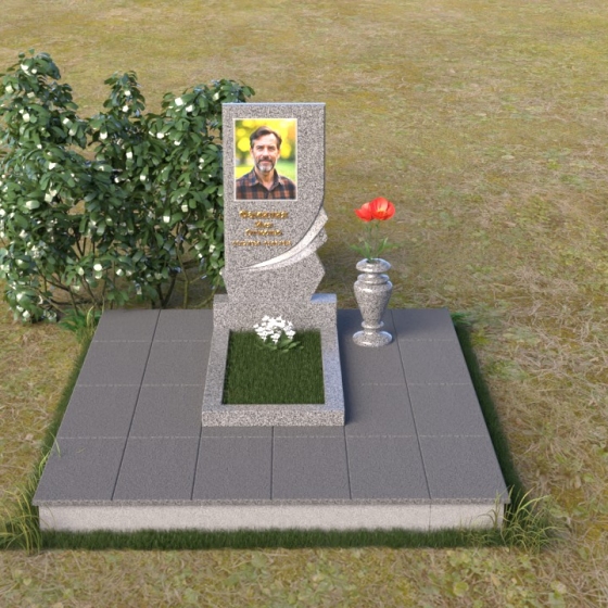 Памятник с волнистым верхом и фаской, гранит Мансуровский, вид 3