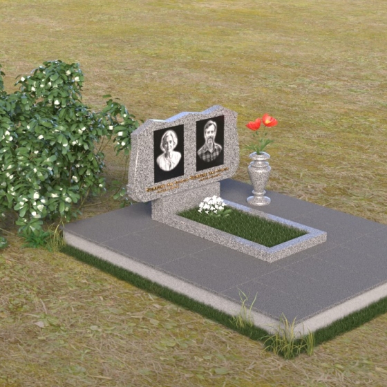 Фигурное надгробие с волнообразным верхом, гранит Мансуровский, вид 2