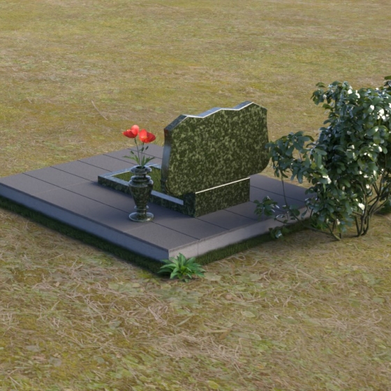 Фигурное надгробие с волнообразным верхом, гранит Балтик грин, вид 4