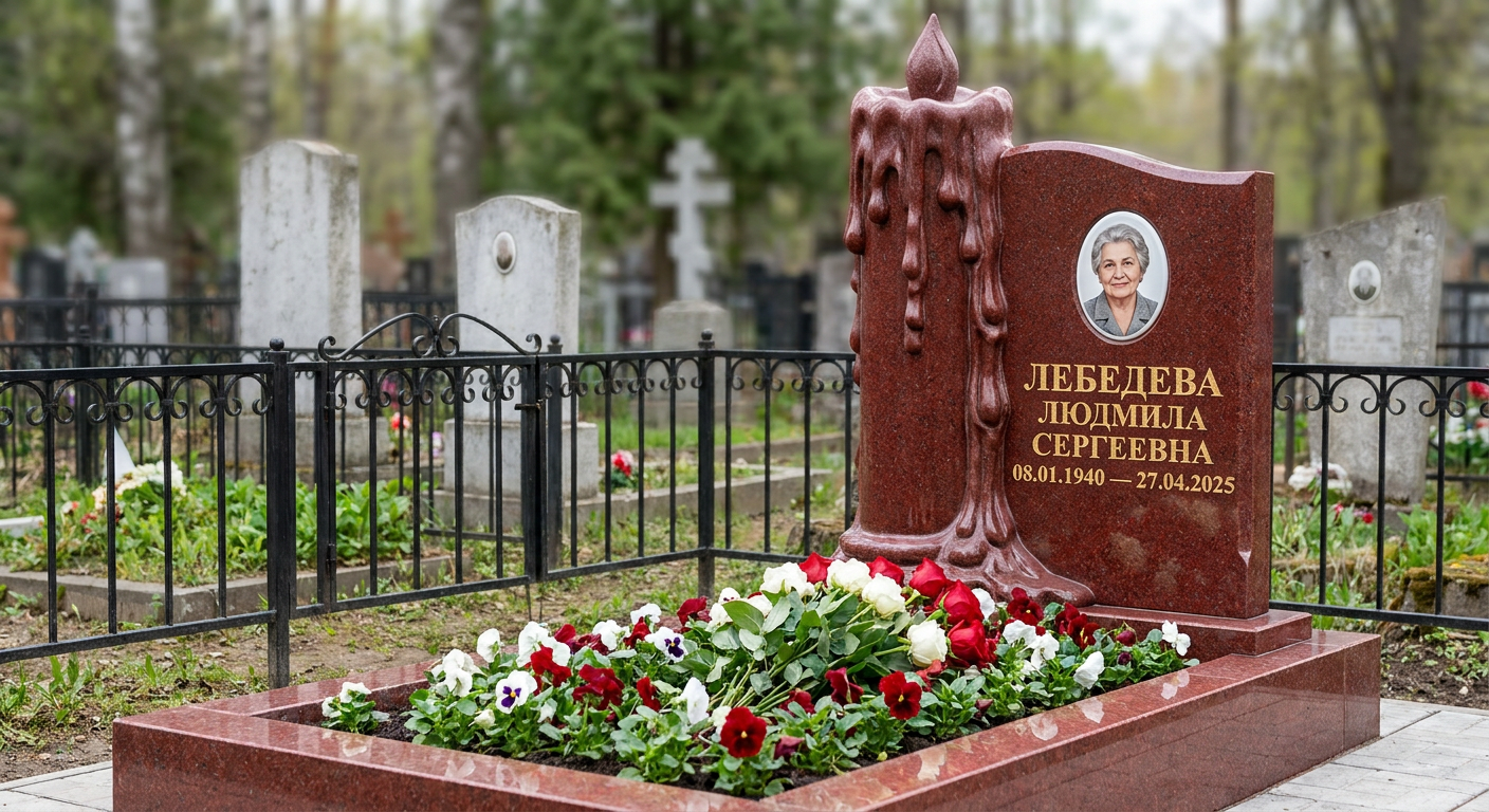 Пример дизайна: Памятник с оплывающей свечой из лезниковского гранита