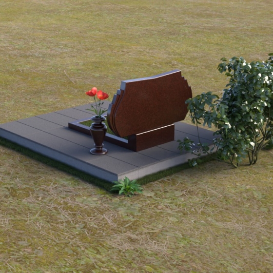 Горизонтальный памятник с формой раскрытой книги, гранит Лезниковский, вид 4