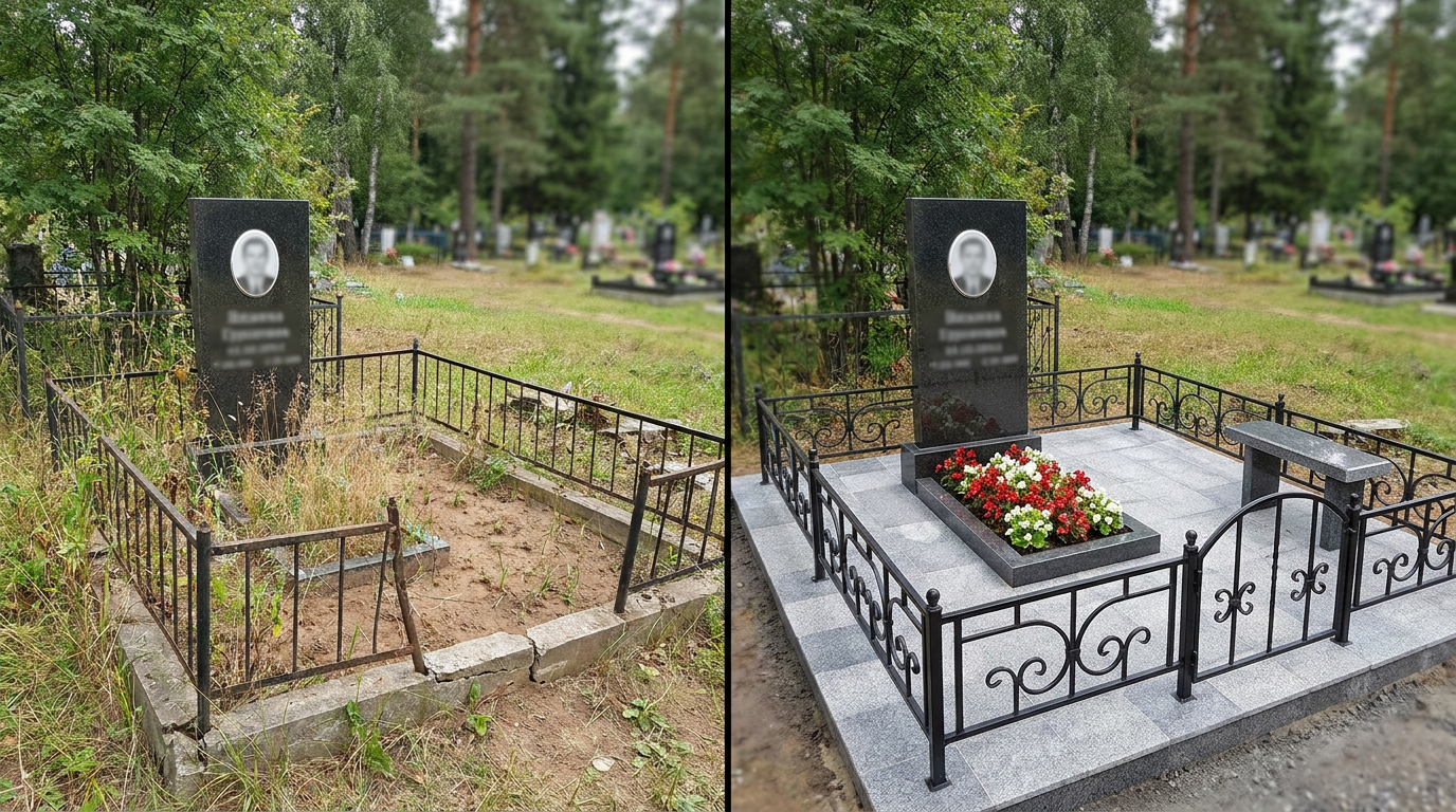 Благоустройство могилы в Набережных Челнах — пример 1